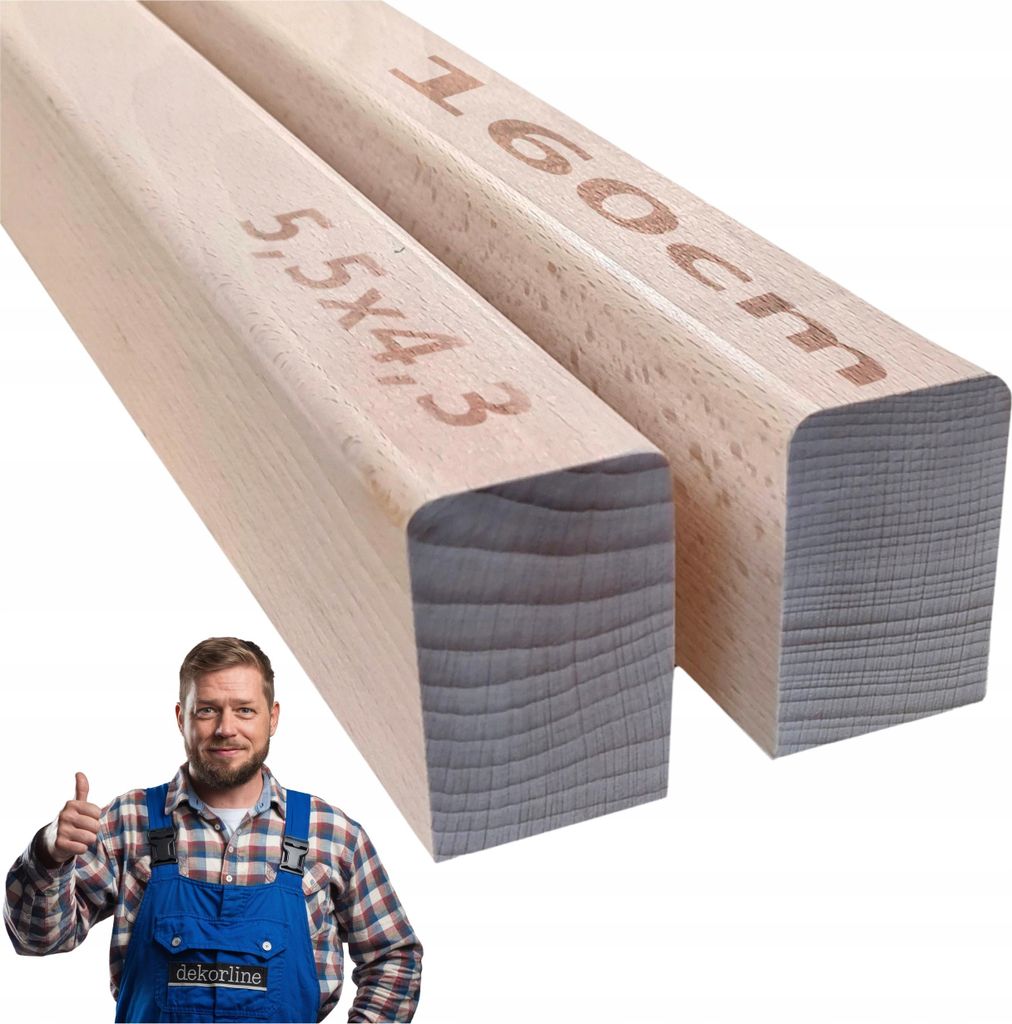 Handlauf Treppe - Kantholz - Buchenholz - 5,5 x 4,3 x 160 Produktbild 
