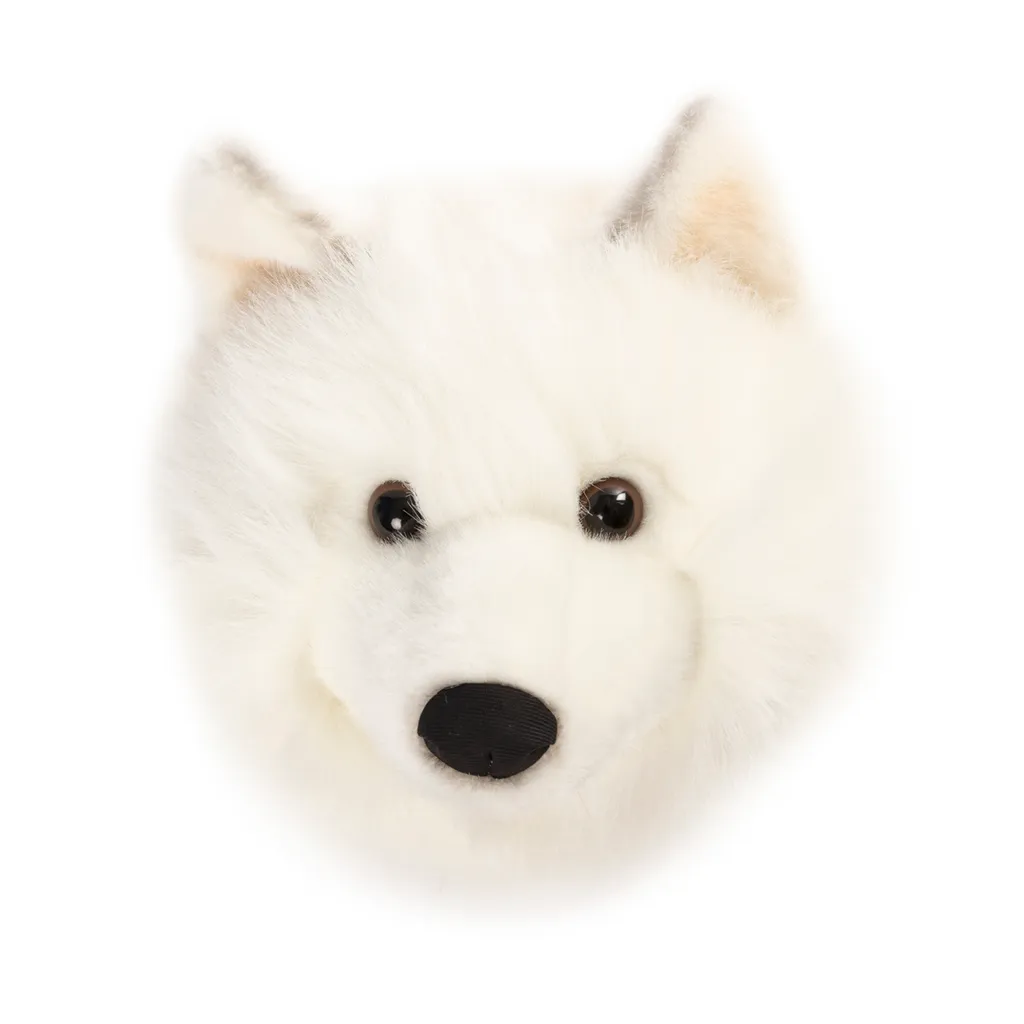Trophée peluche Loup blanc Wild & Soft Lucy : déco murale chambre enfant