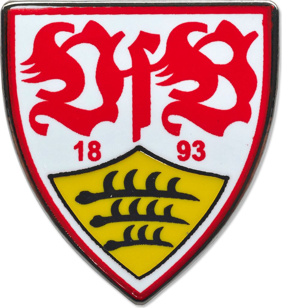 VfB Stuttgart Wappen-Anstecknadel aus Metall, rot-weiß, Produktbild 