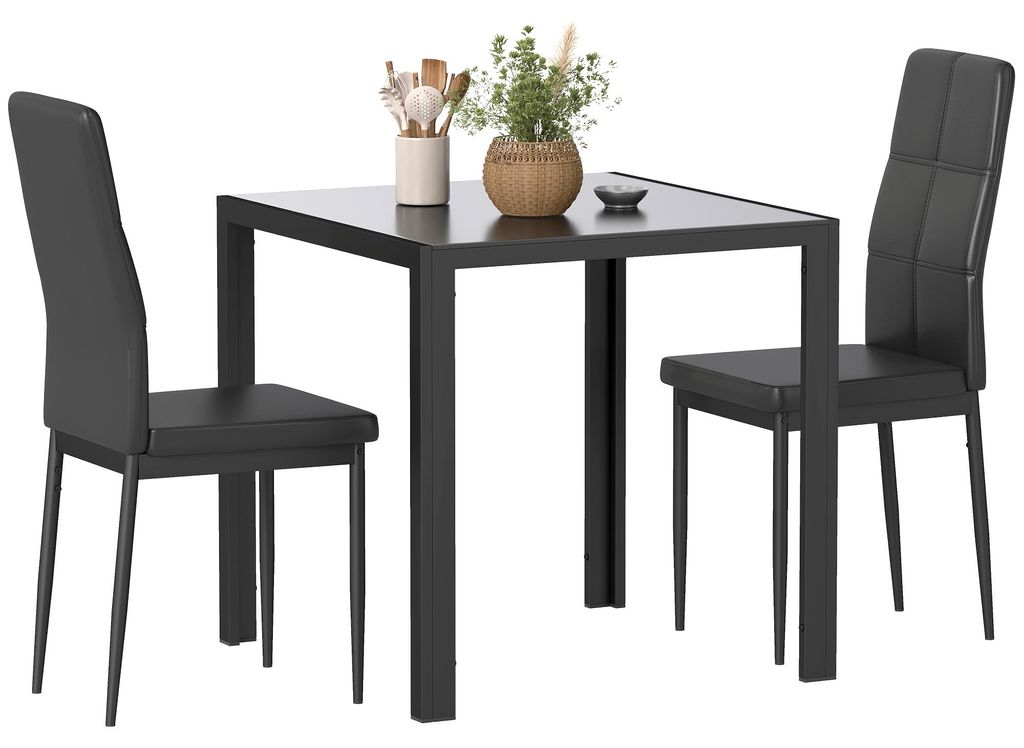 HOMCOM Essgruppe Esstisch mit 2 Stühlen Platzsparend Produktbild 