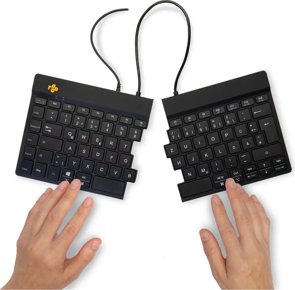 Clavier R-Go Break scindé noir à indicateur de pause intelligent USB - 12