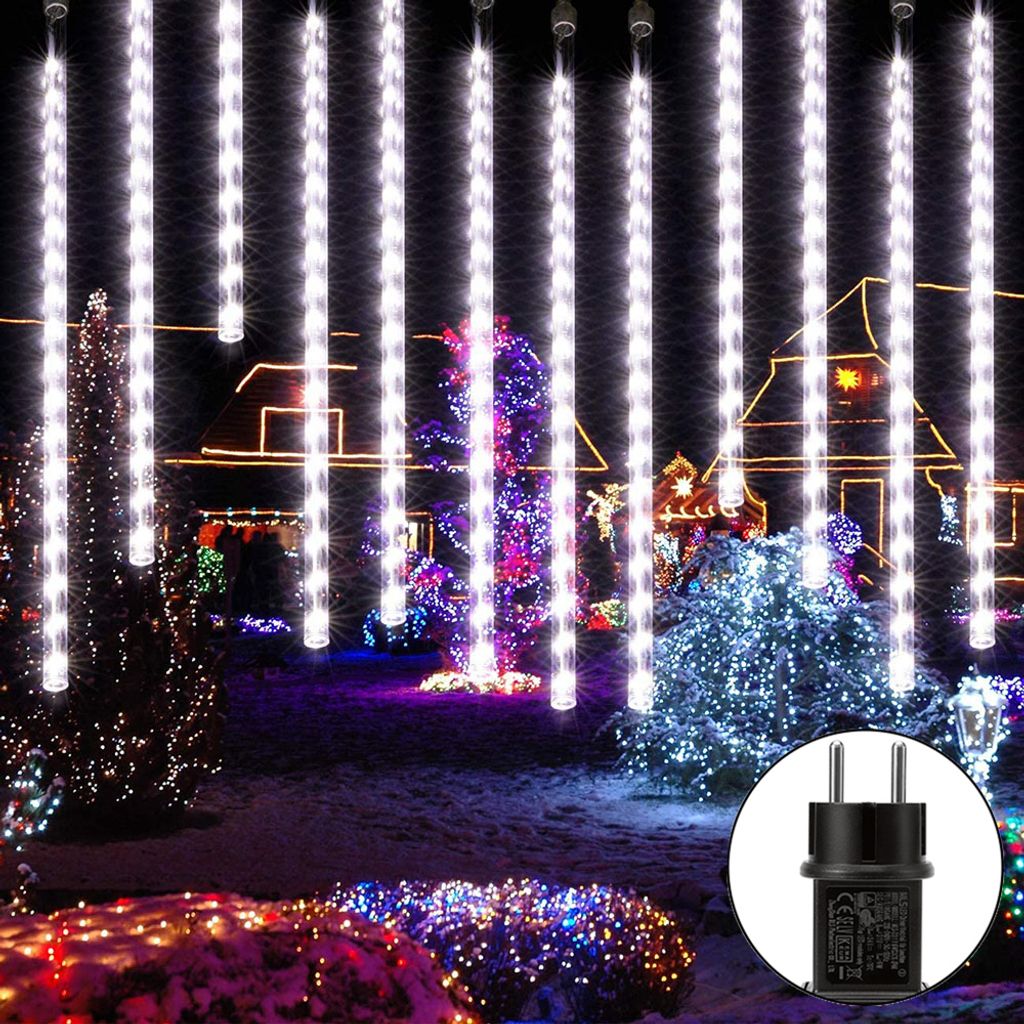 LED Meteorschauer Eiszapfen Regentropfen Lichterketten Weihnachtsbeleuchtung DE 