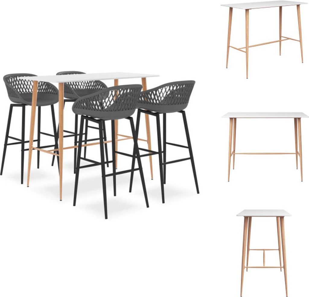 vidaXL 5-tlg. Bar-Set Weiß und Grau - Essgruppen