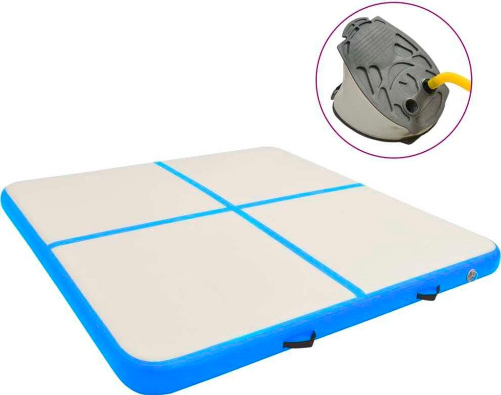 The Living Store Aufblasbare Gymnastikmatte mit Pumpe 200x200x15 cm PVC Blau