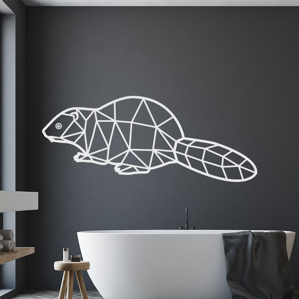 Biber Polygon Wandtattoo Wandaufkleber Wall Sticker - Dekoration, Küche, Wohnzimmer, Schlafzimmer, Badezimmer
