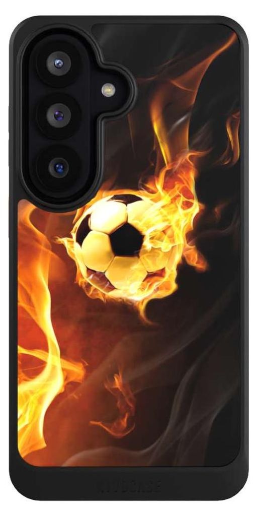 NIVOCASE Hülle für Samsung Galaxy S26 Handyhülle NIVOcore Case Schwarz Ball Feuer Fußball