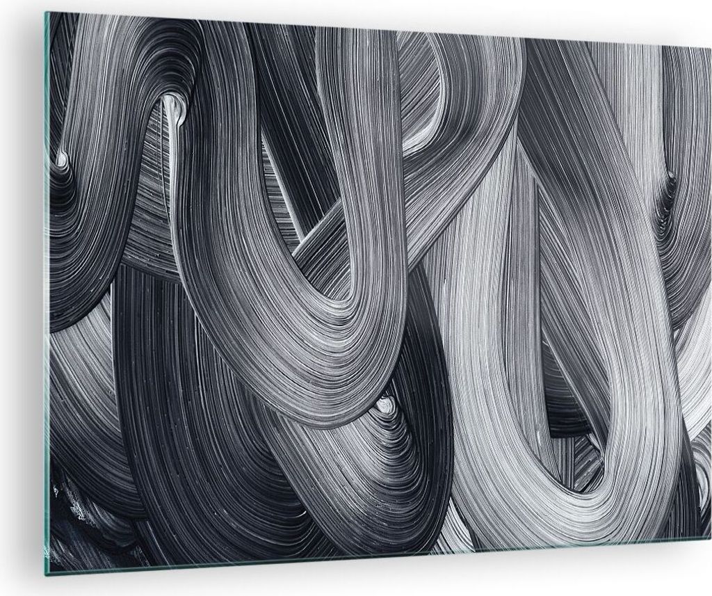 Bilder auf glas - Einteilig - Farbe Pinsel Schwarz - 70x50cm - Glasbilder - Wandbilder - Bilder - zum Aufhängen bereit - Wanddekoration aus Glas -...
