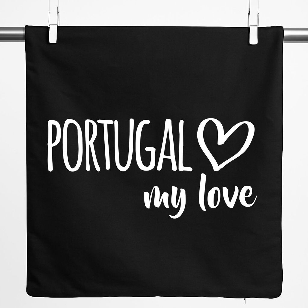 Huuraa Kissenbezug Portugal my love 40x40cm Black Baumwolle Dekokissenbezug Geschenkidee