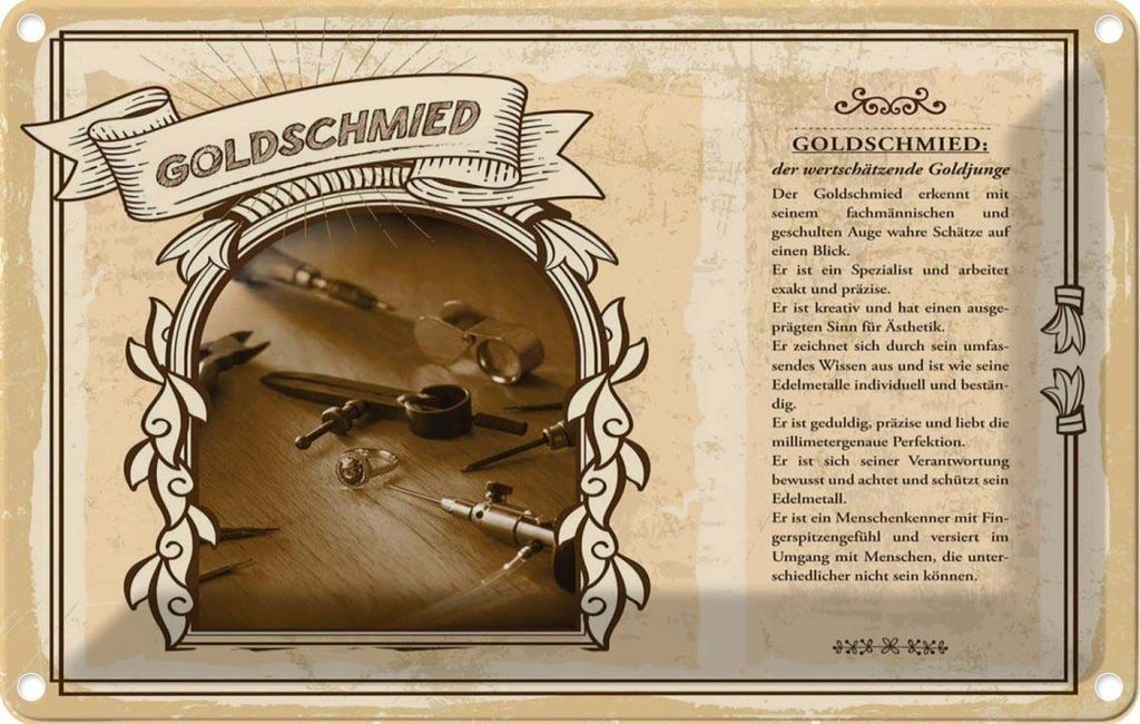 vianmo Blechschild 20x30 cm Goldschmied Beruf Arbeit