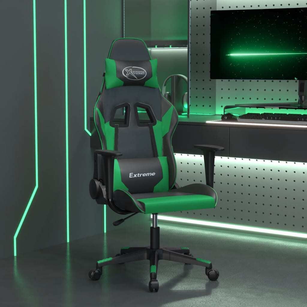 "im Angebot" Gaming-Stuhl mit Massagefunktion Schwarz und Grün Kunstleder - Bürostühle CC15502