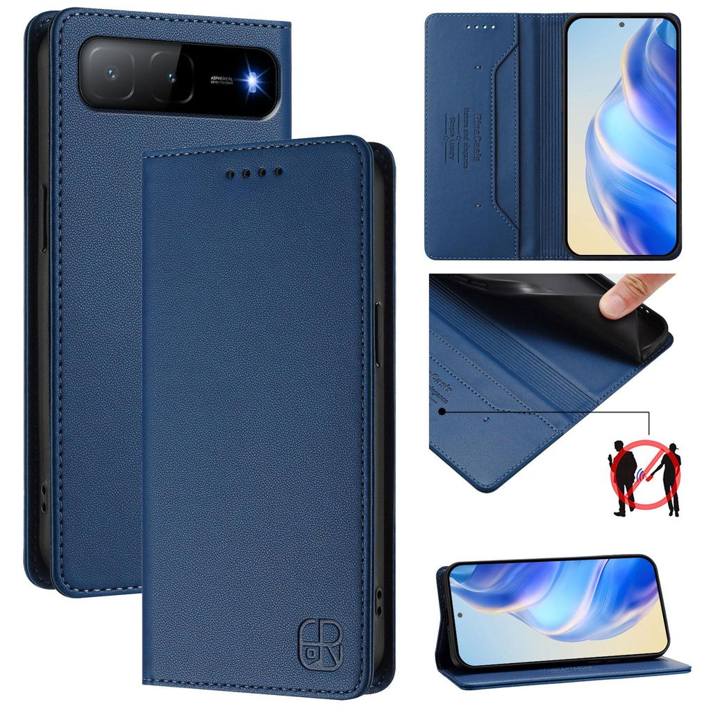 Lederhülle für Tecno Spark Go 2025/Infinix Hot 60i 5G Hülle Flip Brieftasche Kartenfächern Ständer Schutzhülle Blau
