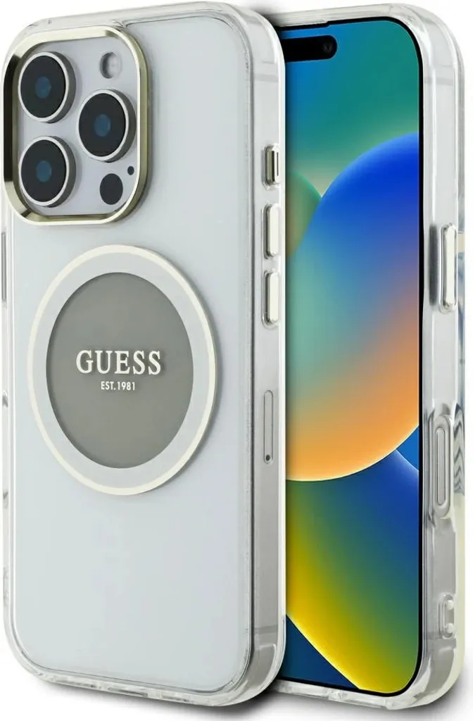 Custodia Guess iPhone 16 Pro Max Grigia MagSafe Metal Logo