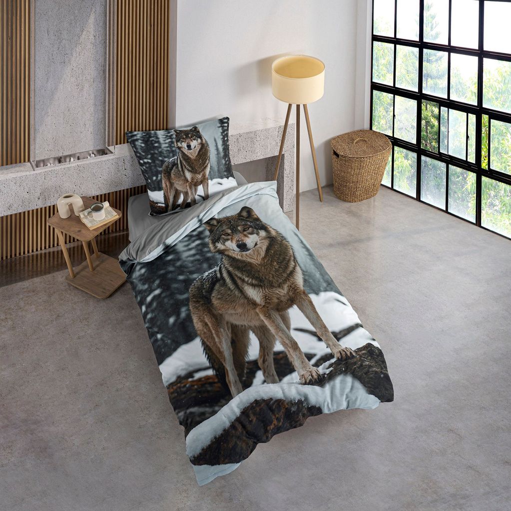 Set Biancheria Da Letto Lupo 3D Per Ragazzi - Copripiumino E 2 Federe In Microfibra, 220x240 Cm - Foto 6