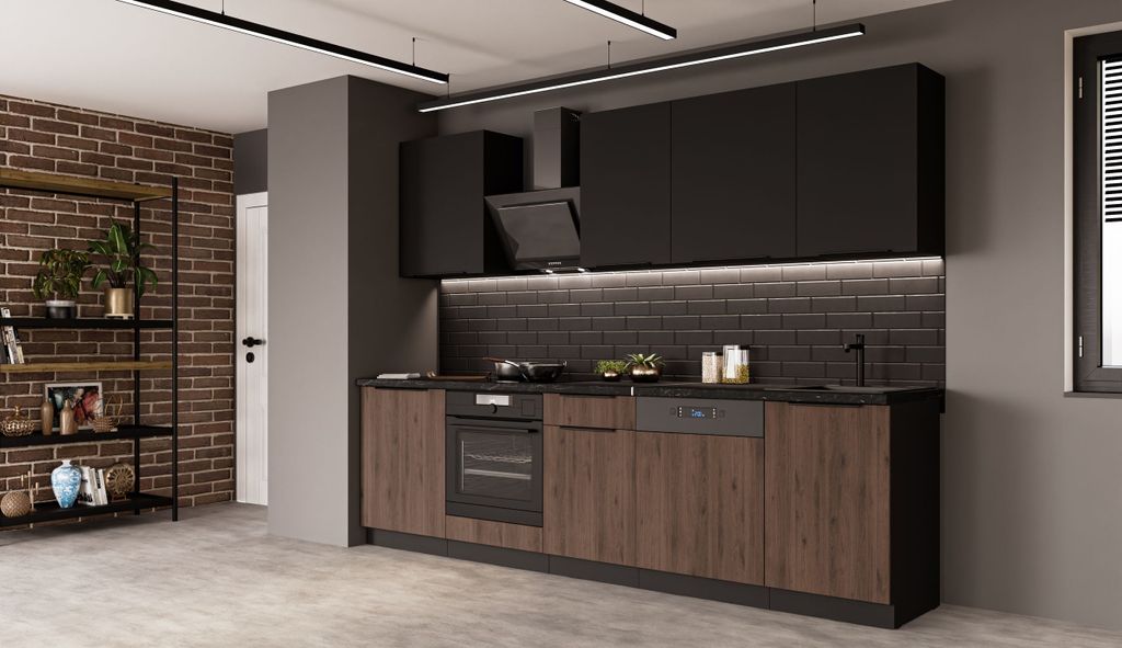 Küche MONZA + SIENA BASIC 280 cm Küchenzeile Küchenblock Produktbild 