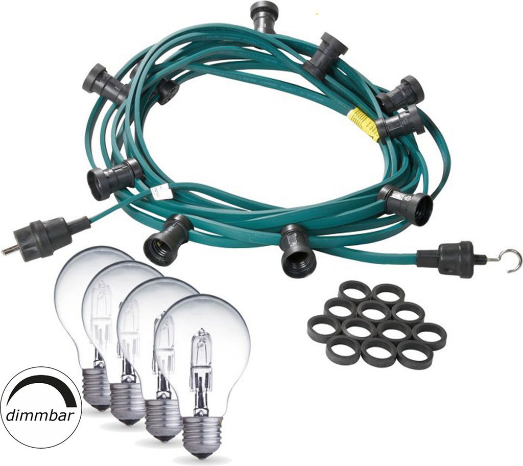 Illu-/Partylichterkette 20m - Außenlichterkette grün - Germany - 30x dimmbare Halogenlampen