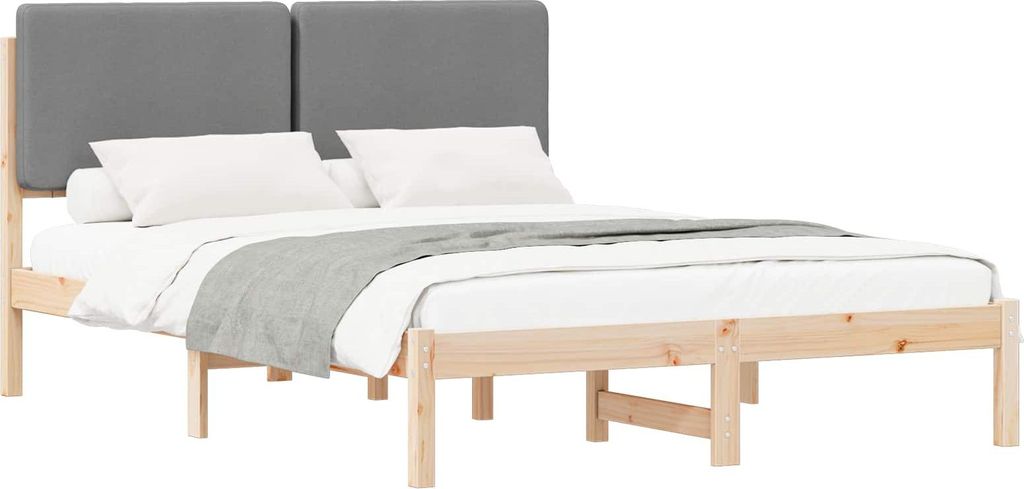 Bettgestell mit gepolstertem Kopfteil Hellgrau 140 x 200 cm