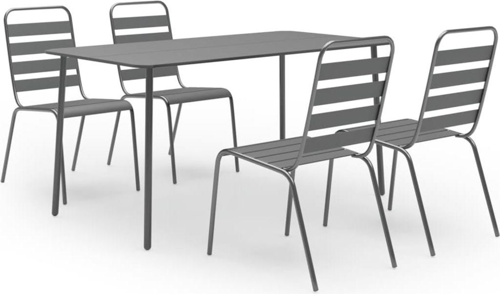 vidaXL 5-tlg. Garten-Essgruppe Stahl Dunkelgrau