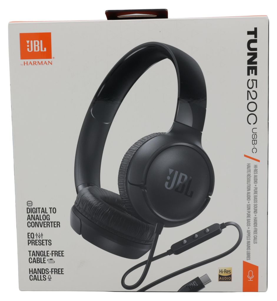 JBL Tune 520C, kabelgebundene On-Ear-Kopfhörer, schwarz Produktbild 
