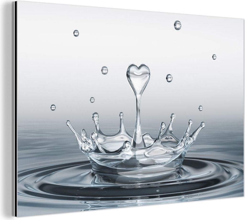 MuchoWow Wanddekoration Metall Metallbild Wandkunst 120x80 cm Abstrakt - Modern - Wasser - Herz MuchoWow Aluminium Gemälde - Alu Bild