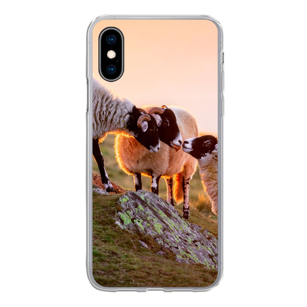 MuchoWow Handyhülle Schutzhülle Hülle für iPhone X Schafe - Tiere - Sonnenuntergang Silikon Softcase Handy Hülle - Handyhülle