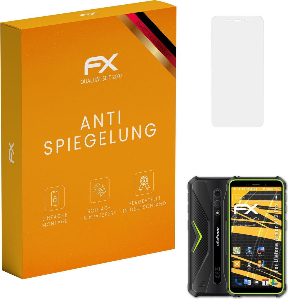 atFoliX FX-Antireflex 3x Schutzfolie kompatibel mit Ulefone Armor X12 Pro Displayfolie