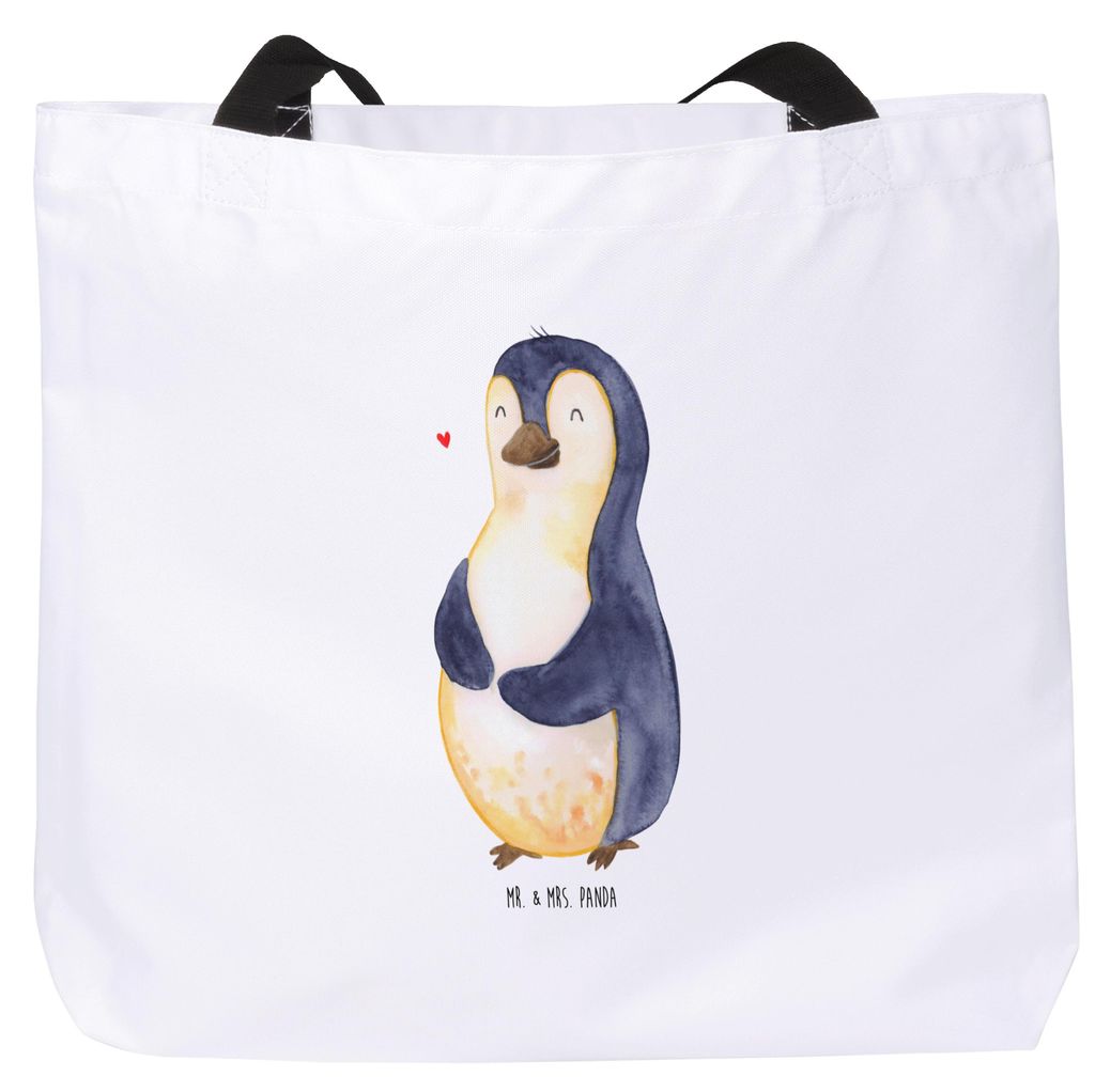 Mr. & Mrs. Panda Stoffbeutel Pinguin Diät - Weiß - Geschenk, Tasche, Einkaufstasche, Abnehmen, Bauch, Pandatasche, Kugelrund, Motivation, Strandt...