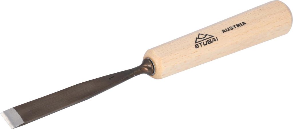 STUBAI Stemmeisen Stechbeitel Serie 52 - Form 1 | Gerades Balleisen 12 mm, mit Holzgriff, für glatte Flächen, zum Vorstechen, Kerb- und Reliefsch...