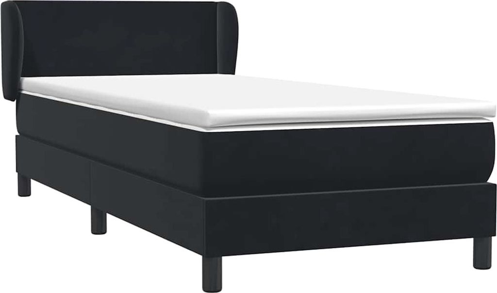 vidaXL Boxspringbett mit Matratze Schwarz 80x220 cm Samt