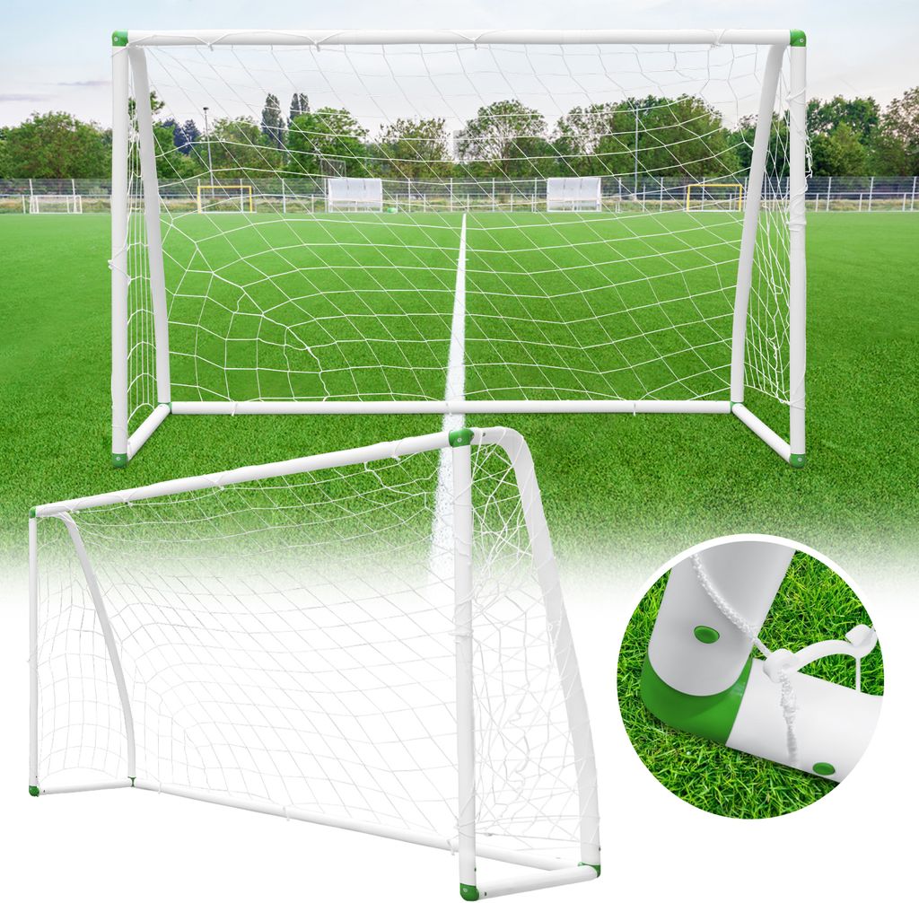 Clanmacy Fußballtor PVC-Rahmen mit Schnappsystem 180x120x80cm Fussballtore für den Garten oder Park 1 Stück