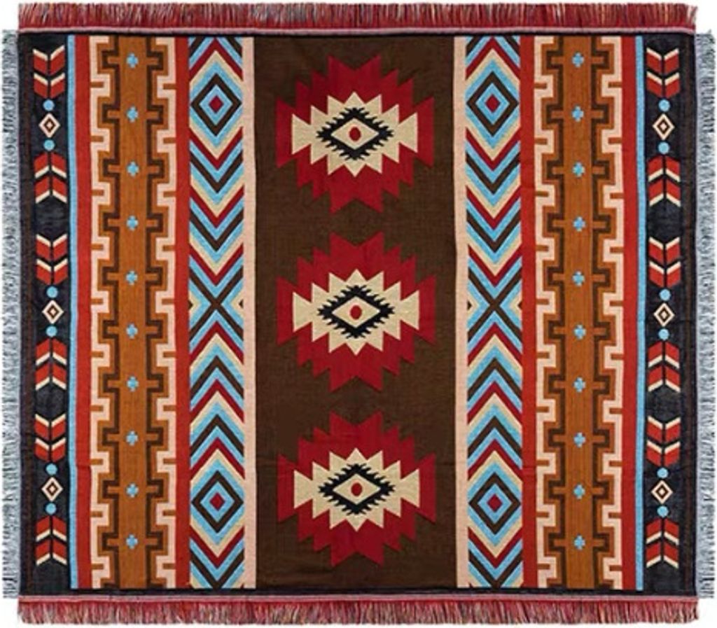 Decken Tribal-Decken Indische Outdoor-Teppiche Camping-Picknickdecke Boho Dekorative Bettdecken Plaid Sofamatten Reiseteppich Quasten Leinen 90x90 cm