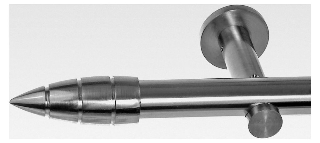 Gardinenstange mit Wandhalterung 160 cm Edelstahl-Optik im Set, 1-läufig, Wandmontage, Ø20mm, erhältlich in 120-600 cm