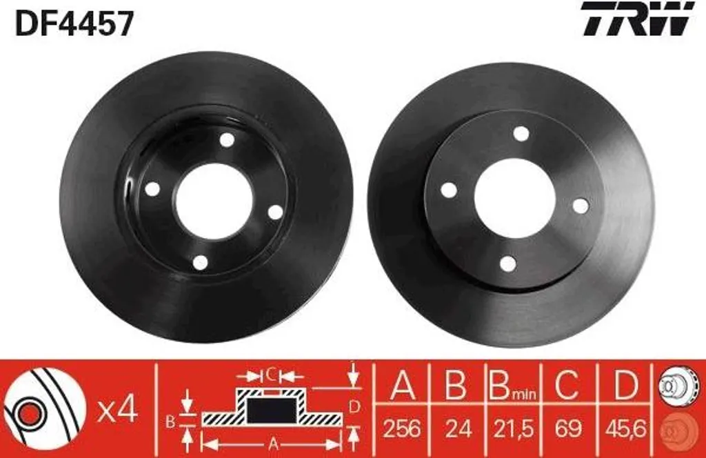Disque de frein TRW DF4457 OE M4605A068 pour Colt et Smart Forfour