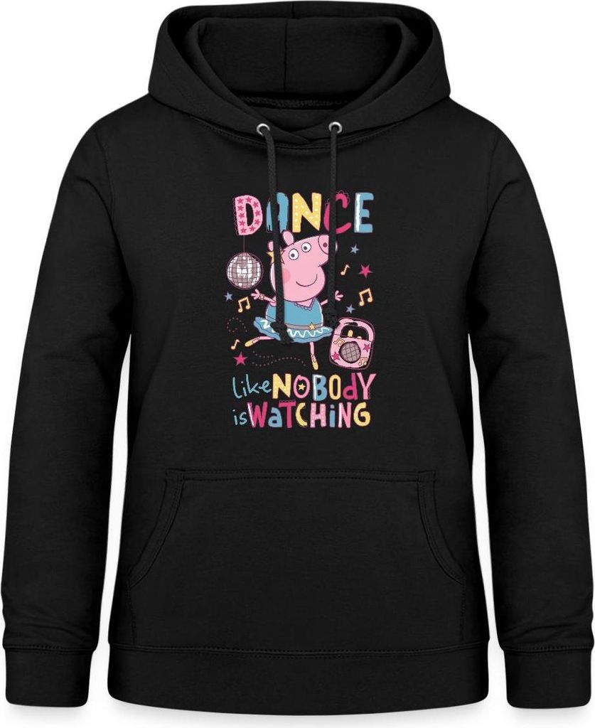 Spreadshirt Peppa Wutz Dancing Queen Tanzen Damen Hoodie, XL, Schwarz