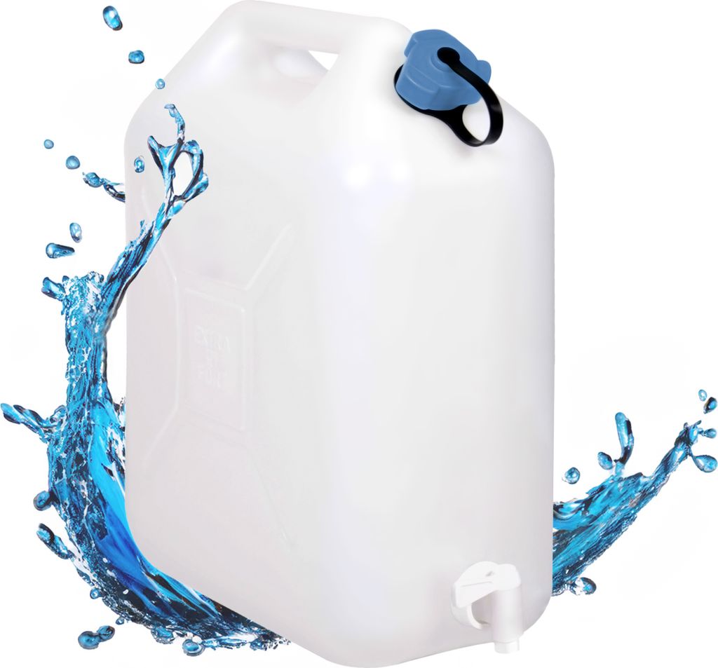 Wasser Kanister Extra Stark 20 L - ca. 36 x 17 x 44 cm - mit Verschluss und Hahn
