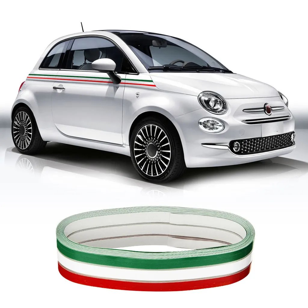 Bande adhésive tricolore Italie 8cm x 5m pour décoration de voiture