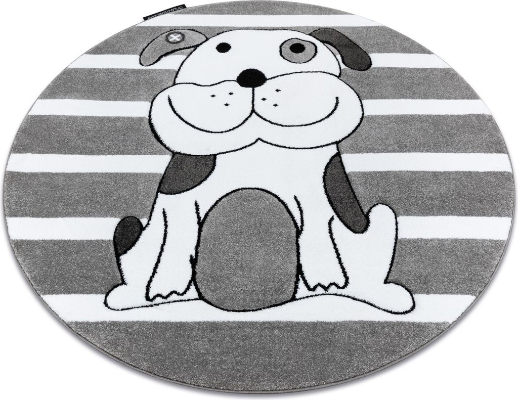 Kinderteppich PETIT PUPPY HÜNDCHEN Kreis grau Grau rund 120 cm