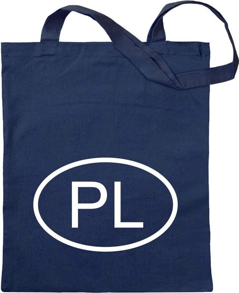 Kiwistar - Baumwolltasche - dunkelblau - Polen PL - Tragetasche Stoffbeutel Umhängetasche Langer Henkel