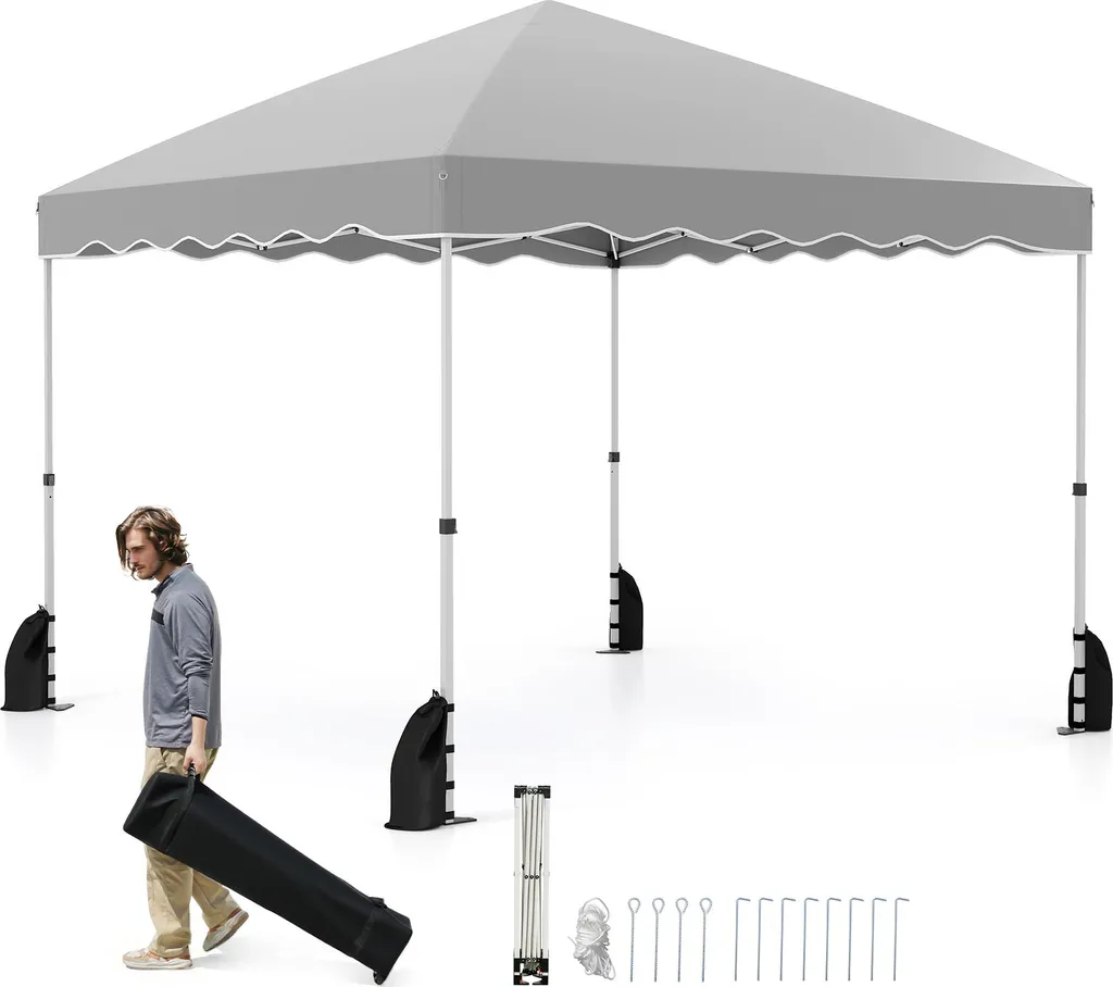 Tente de jardin pliante 3x3m Pavillon gris imperméable pour extérieur