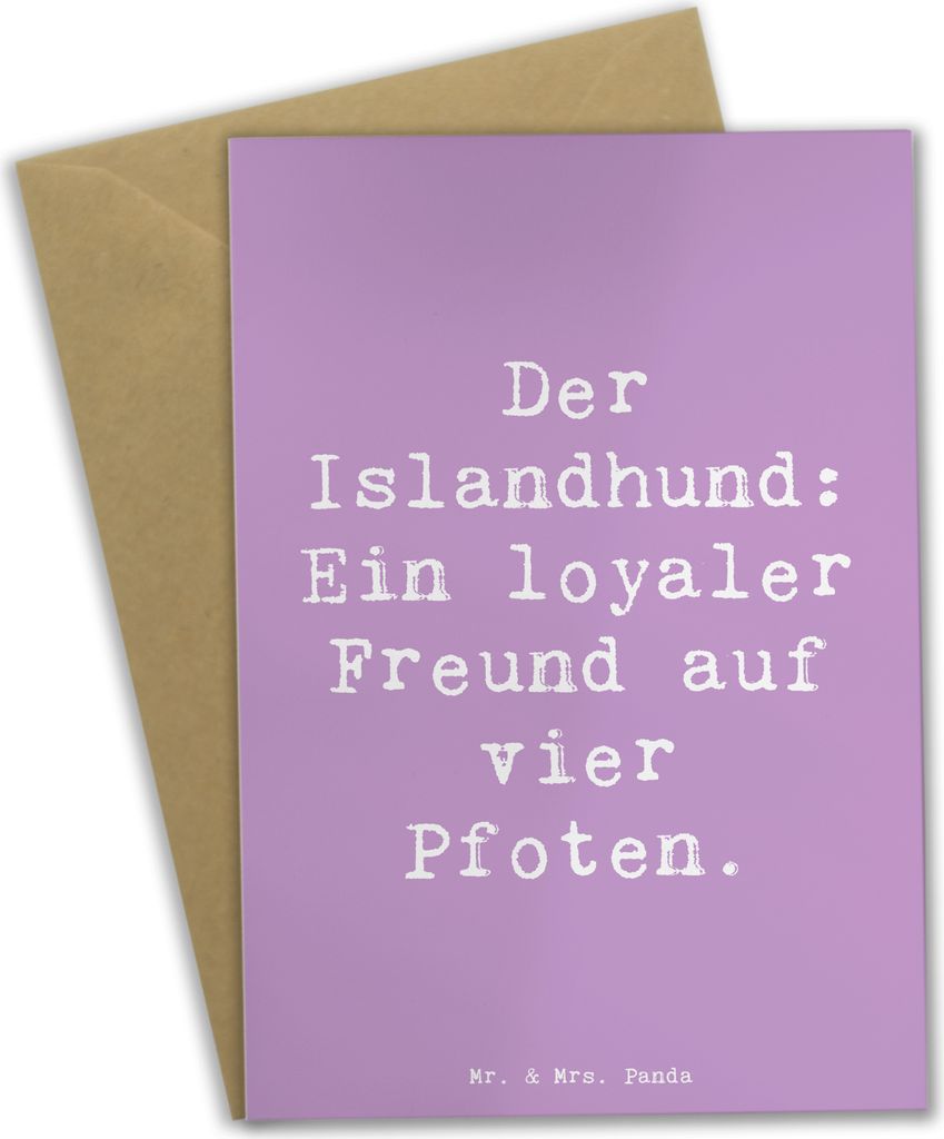 Mr. & Mrs. Panda Beileidskarte Spruch Treuer Islandhund - Lavendeltraum - Geschenk, aktive Hunde, Hundeliebhaber, osterkarten, liebenswerter Hund, ...