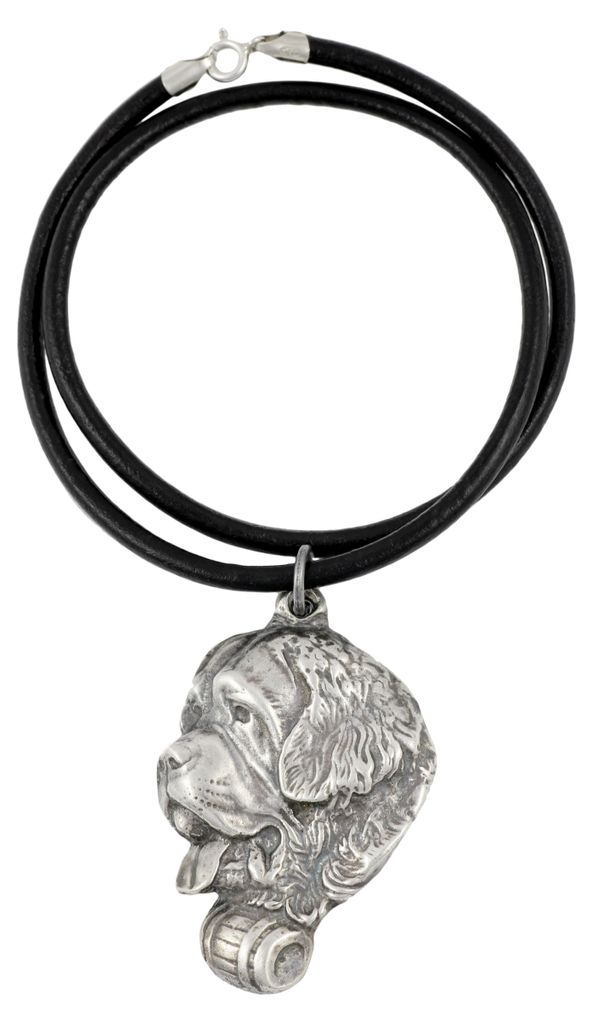 St. Bernhardshund, Bernhardiner - Halskette mit Hund, versilberter Anhänger für Hundefans, einzigartiger Schmuck der Marke Art-Dog
