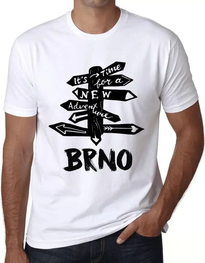 Herren Grafik T-Shirt Es ist Zeit für ein neues Abenteuer in Brünn – It’s Time For A New Adventure In Brno – Öko-Verantwortlich Vintage Ja...