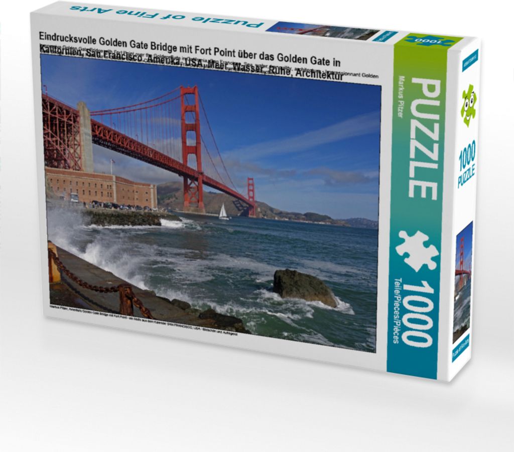 CALVENDO Puzzle Eindrucksvolle Golden Gate Bridge mit Fort Point über das Golden Gate in Kalifornien, San Francisco. Amerika, USA, Meer, Wasser, R...