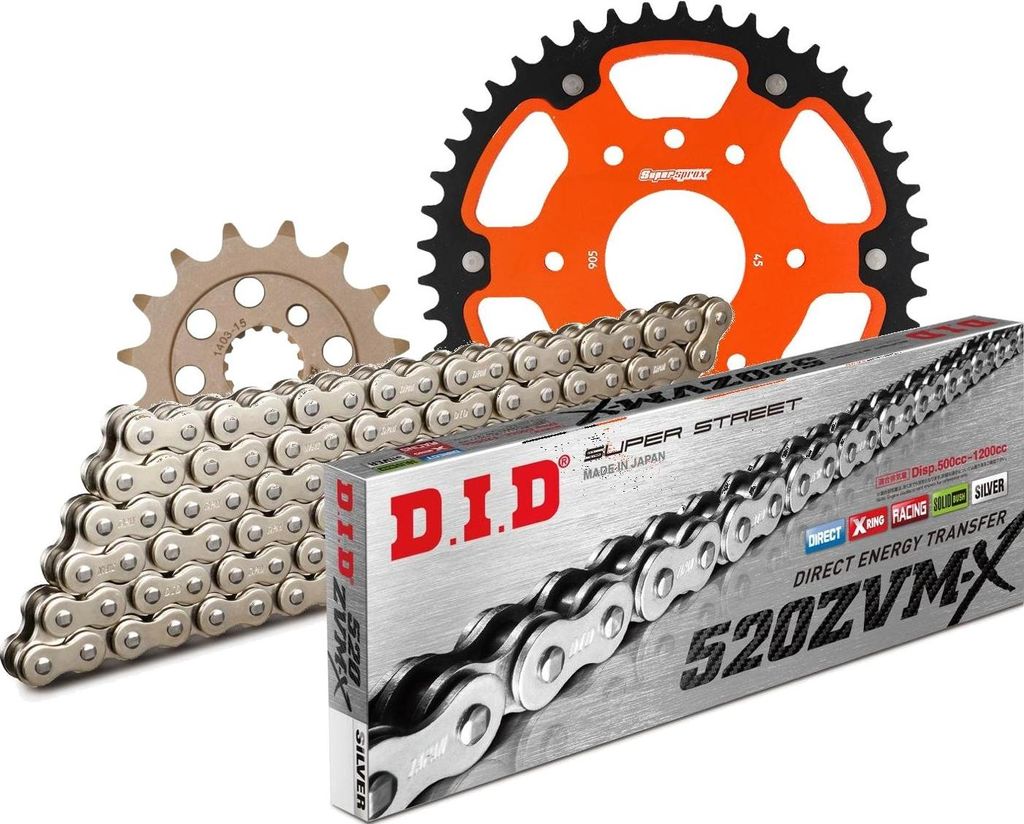 Kit Stealth (orange) passend für KTM Duke 13-15/RC 390 13-15 15-45-114 DID520ZVM-X(S&S) Niet