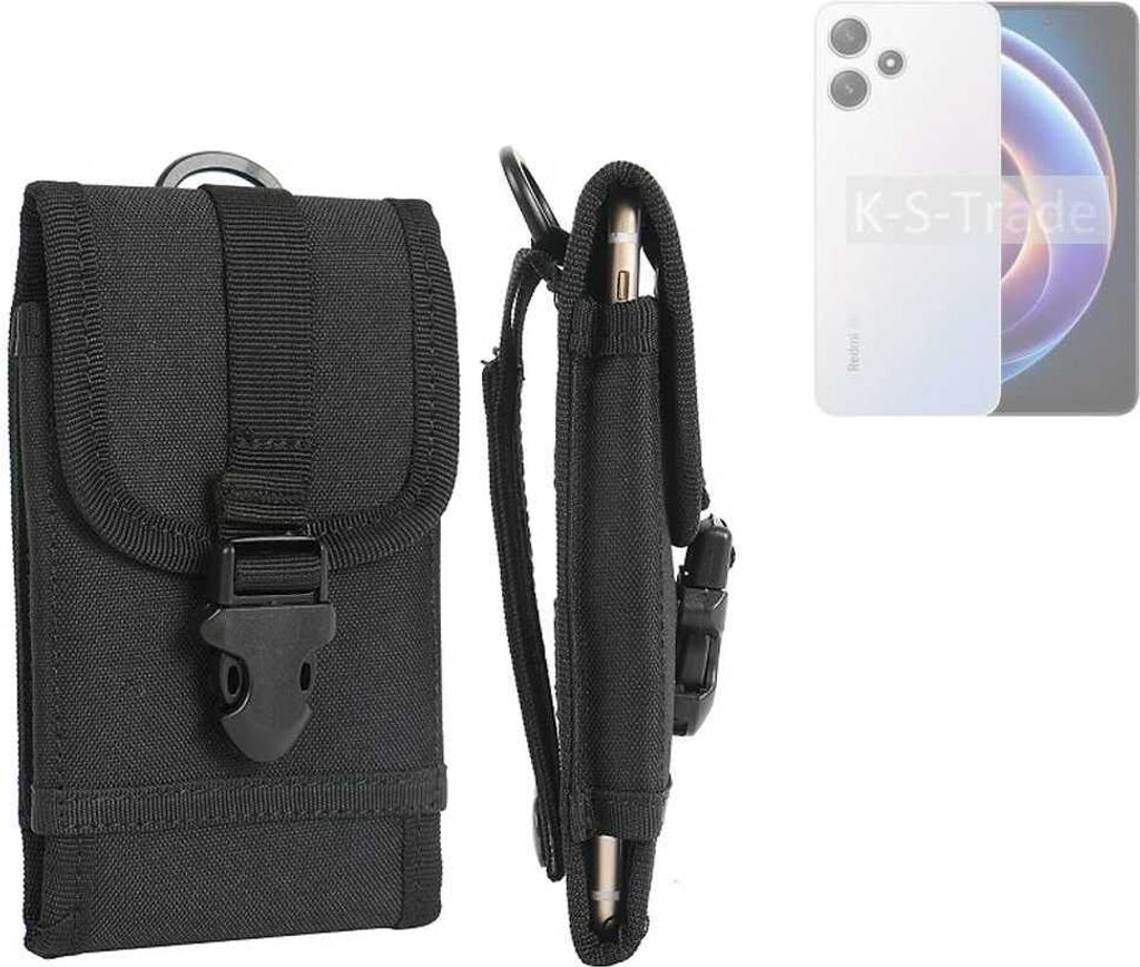 K-S-Trade Holster Handy Hülle kompatibel mit Xiaomi Redmi Note 12R Holster Handytasche Gürtel Tasche Schutz Hülle Robust Outdoor schwarz