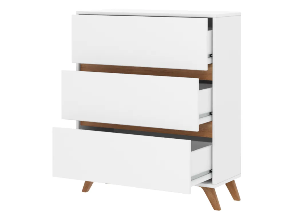 Commode MOREL design bicolore chêne kraft doré 120cm pour chambre - 5
