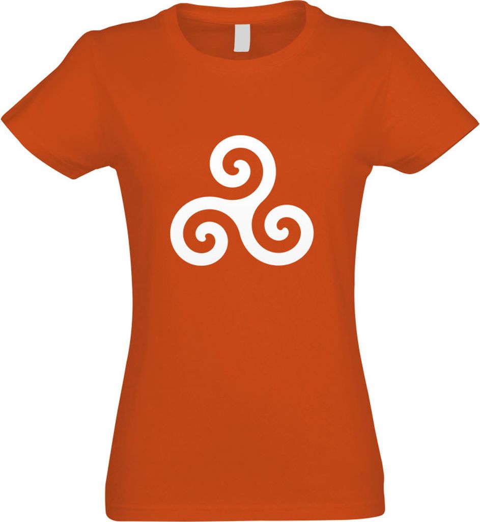 Kiwistar - T-Shirt tailliert - Damen - orange - Triskele - mit Motiv Bedruckt - Funshirt Design - Sport - Freizeit - Damen - XXL