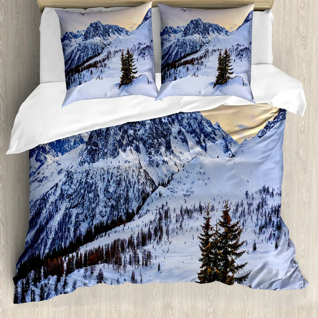 ABAKUHAUS Copripiumino Berg Snowy Berg Winter 200x200 Antiacaro