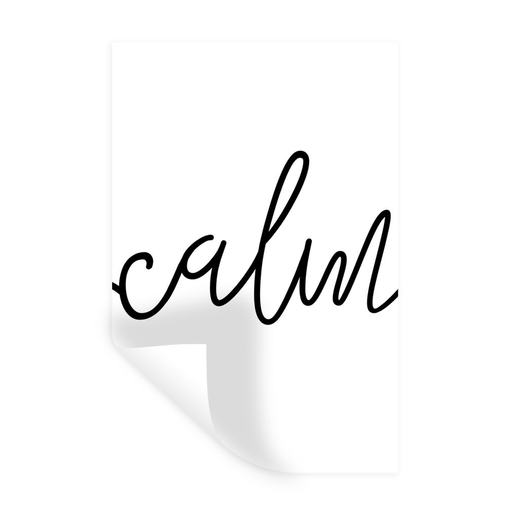 MuchoWow Wandtattoo Wandsticker Wandaufkleber Zitate - 'Calm' - Sprichwort - Schwarz und weiß 40x60 cm Selbstklebend und Repositionierbar - Wier...