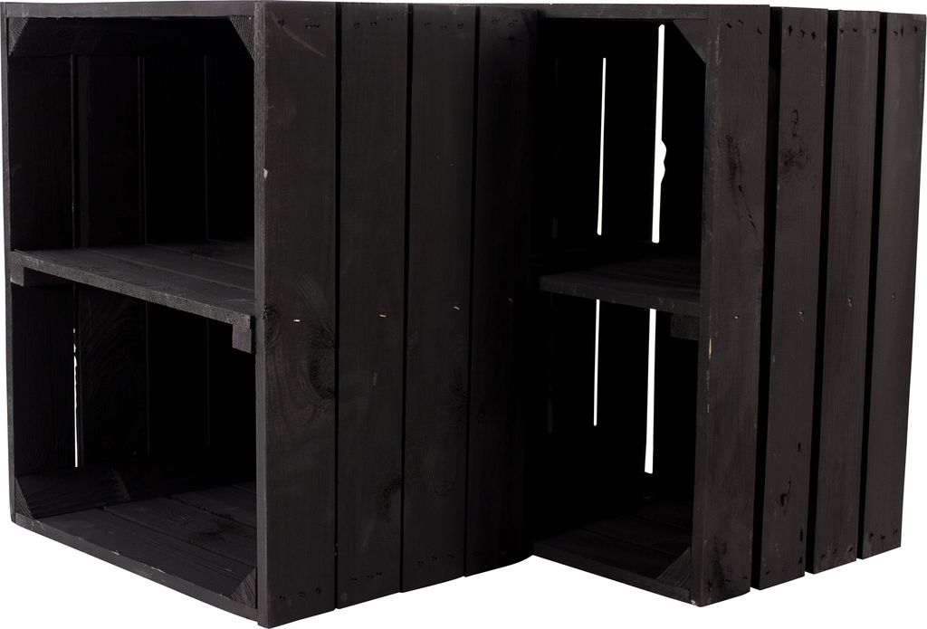 2er Set große neue schwarze Obstkiste 50cm x 40cm x 30cm Apfelkiste Schuhregal Holzregal Bank Garderobe Weinkiste Kisten Balkon Holzkiste Regalsystem