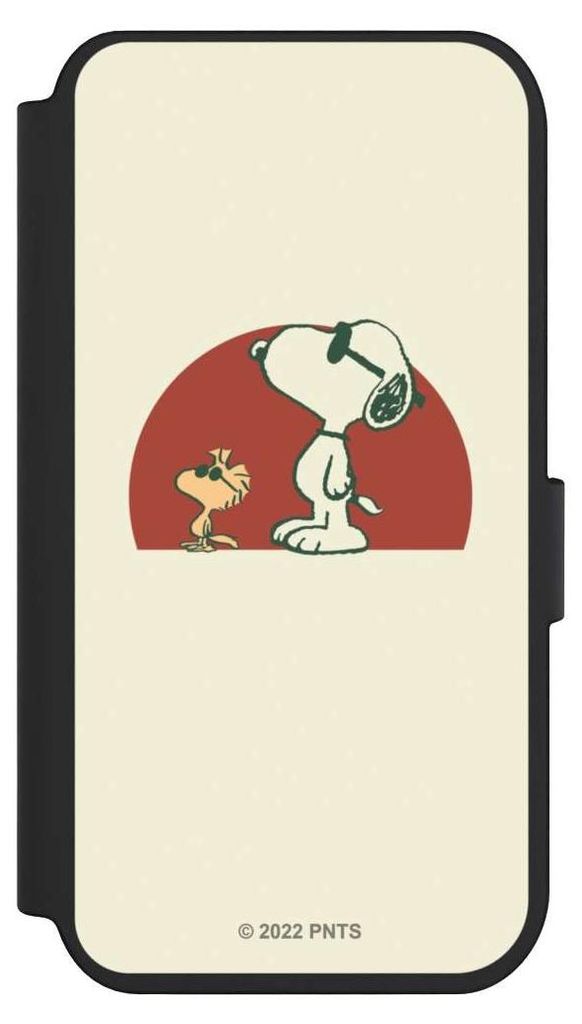 NIVOCASE Klapphülle für Apple iPhone 14 Pro Handyhülle aus Kunst Leder NIVOflip schwarz Offizielles Lizenzprodukt Snoopy Kindheit
